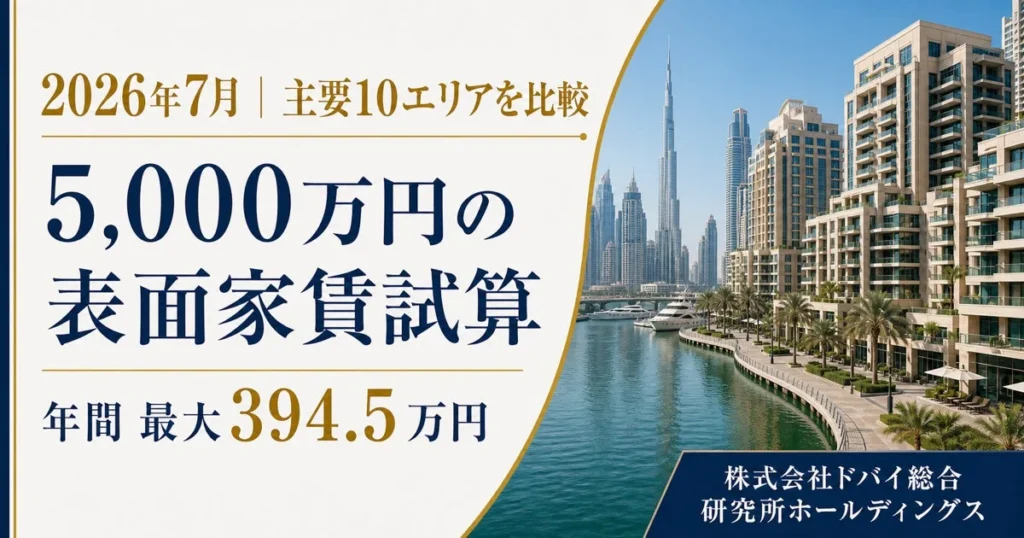 ドバイ不動産投資の鍵！5,000万円物件の家賃は月19.4万〜32.9万円、エリア選びが収益を左右する
