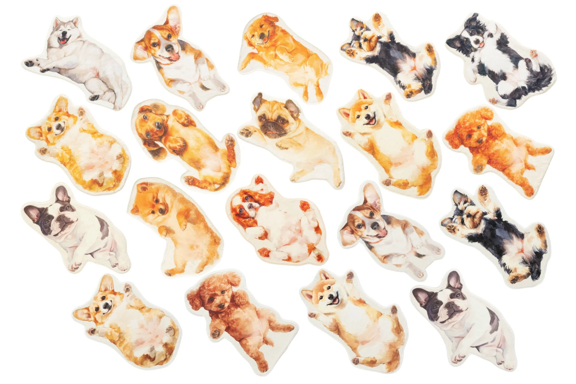 様々な犬種の可愛らしい子犬たちのイラスト集
