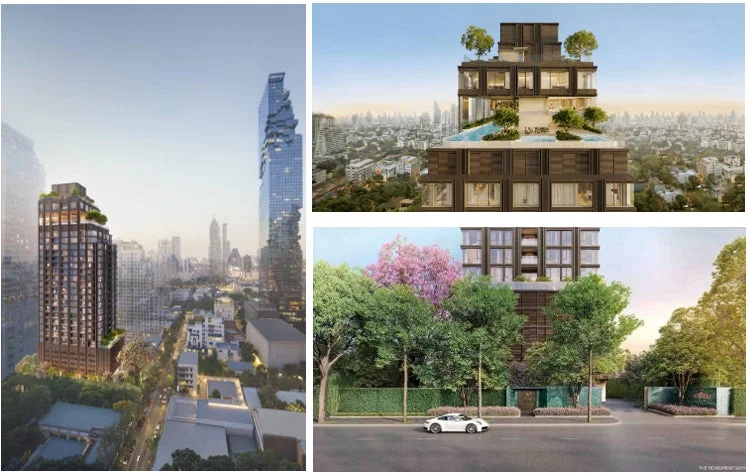 高層ビル,マンション,都市景観,近代建築,屋上プール,緑地,バンコク,高級住宅,街並み,現代的