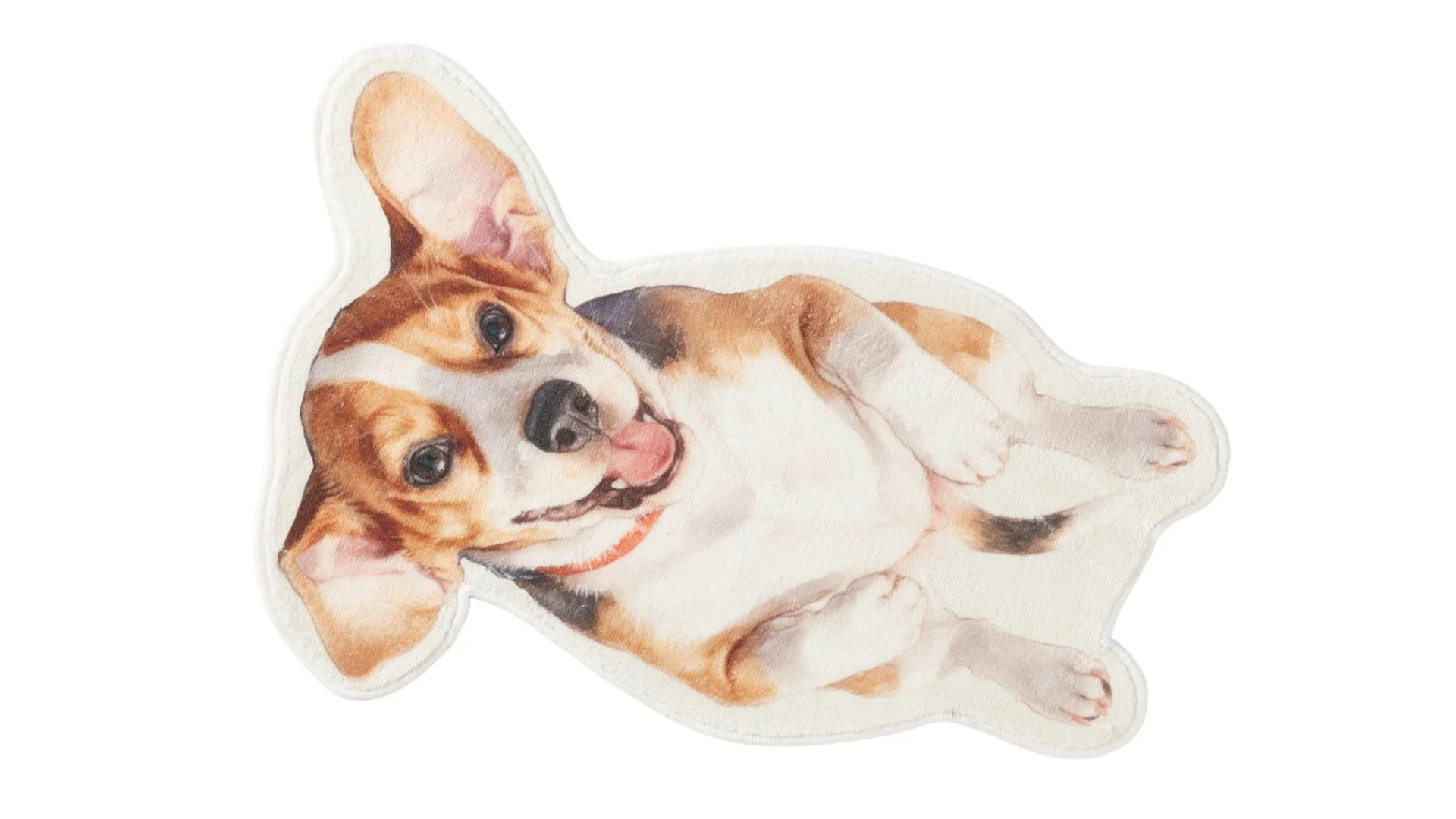 仰向けに寝そべるビーグル犬のマット