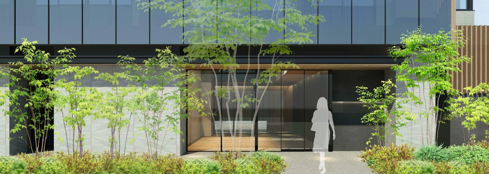 モダンな建築のエントランス