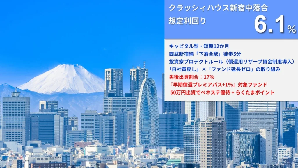 【本日募集開始】不動産クラウドファンディング『らくたま』が新宿中落合の好立地物件「らくたま48号」を公開！安心設計で年率6.1%を目指す