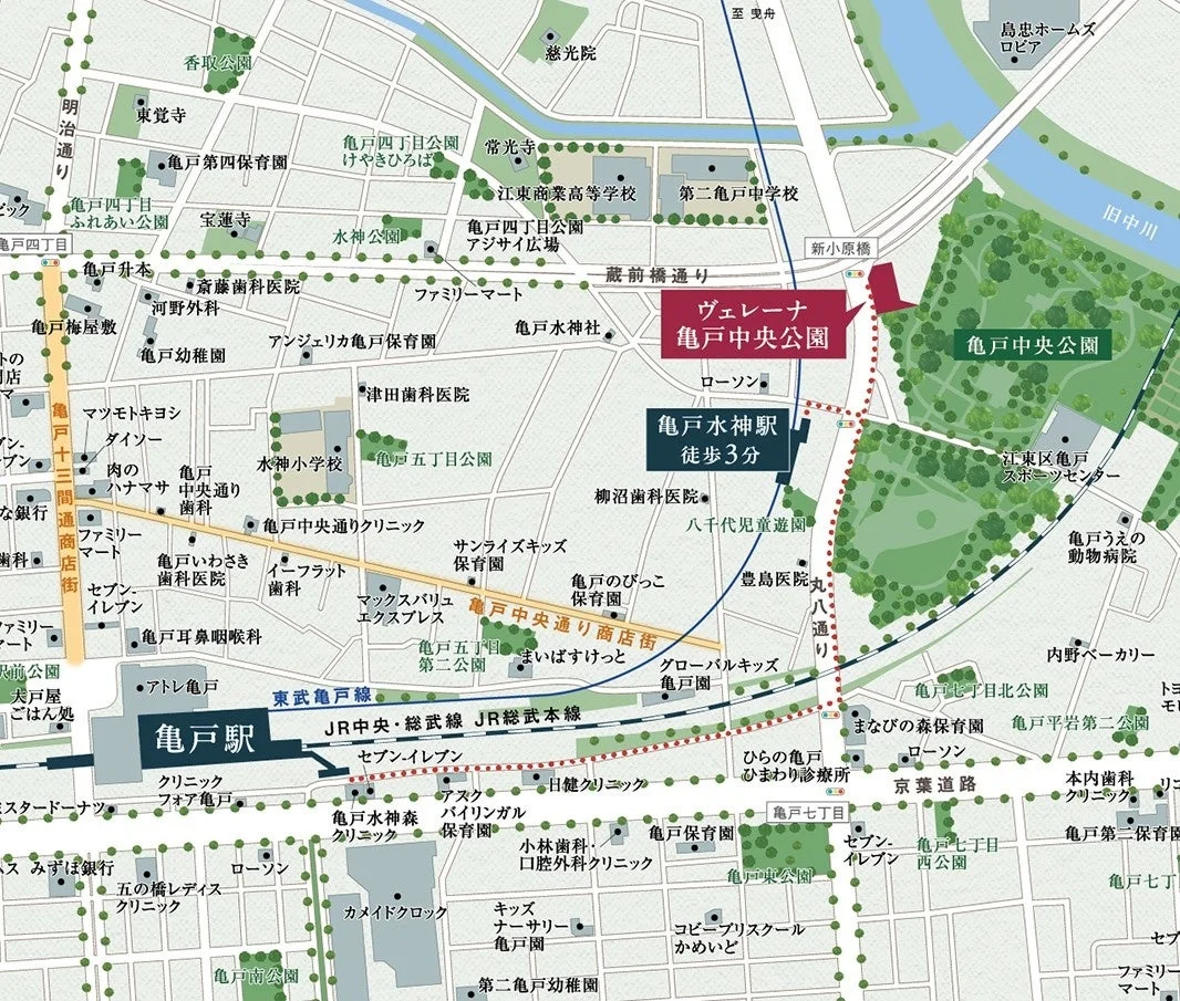 亀戸駅周辺の地図