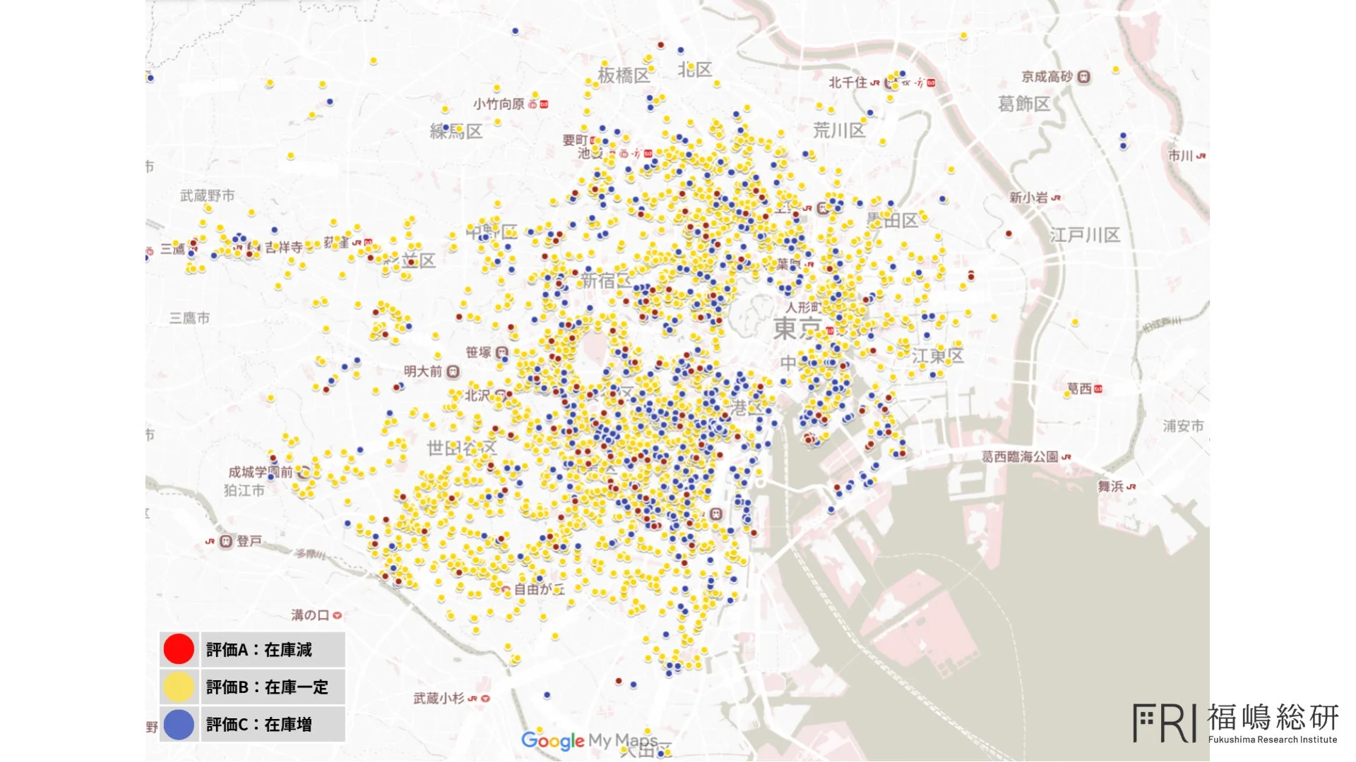 東京23区のマンション在庫動向マップ