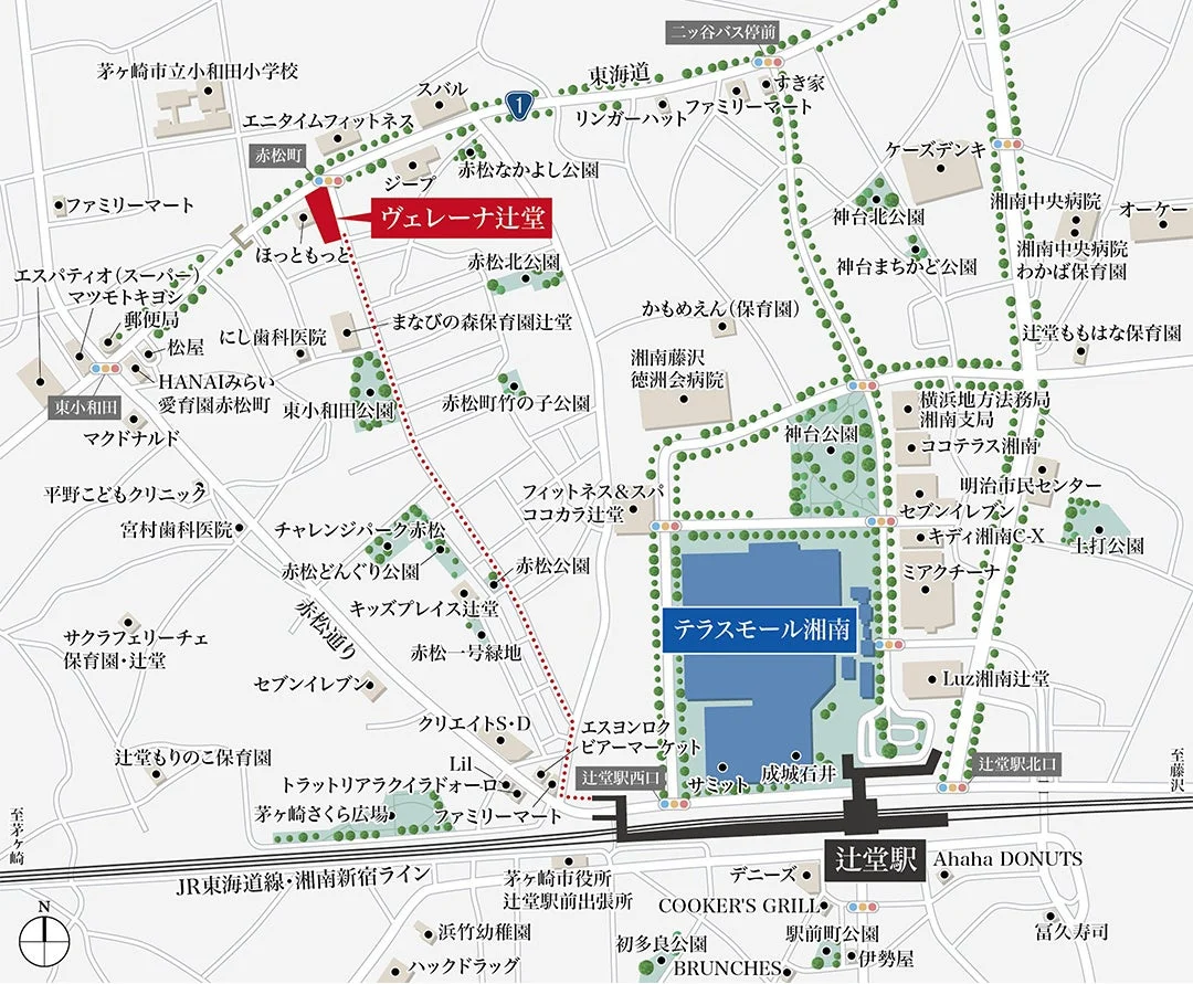 辻堂駅周辺の地図