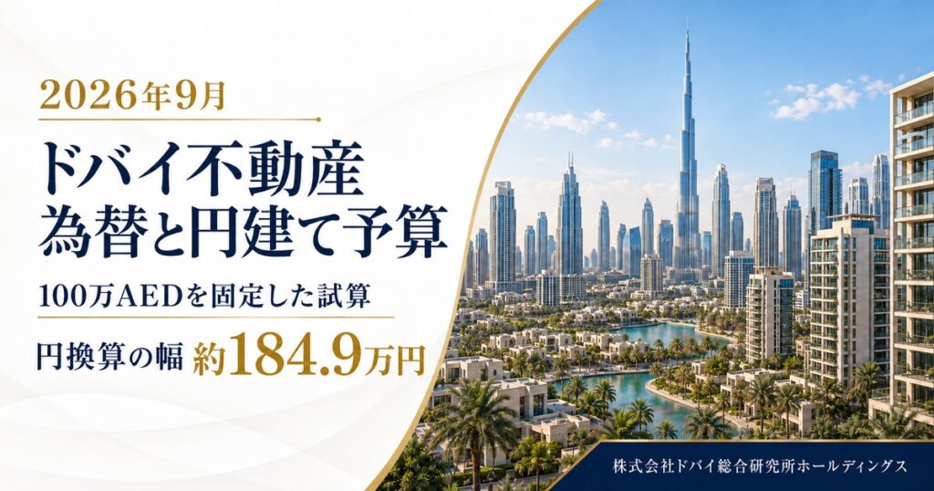 ドバイ総研、為替による円建て購入予算を調査 同じAED価格でも円額に差【2026年9月】