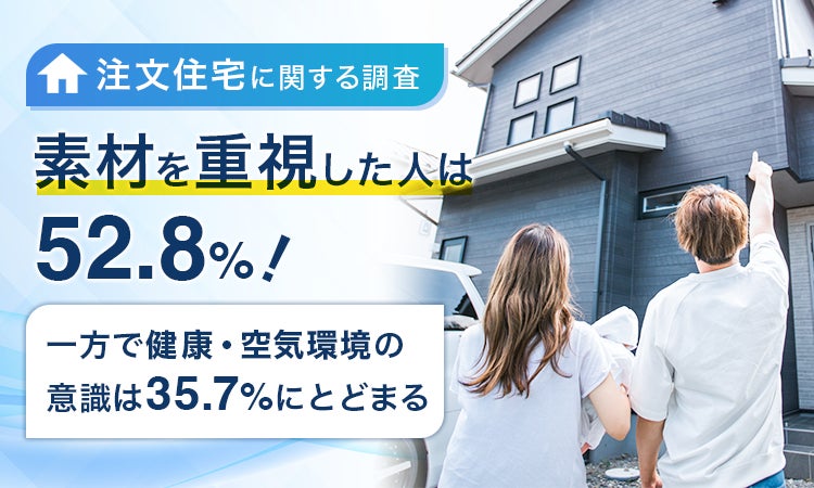 【注文住宅に関する調査】素材を重視した人は52.8%！一方で健康・空気環境の意識は35.7%にとどまる